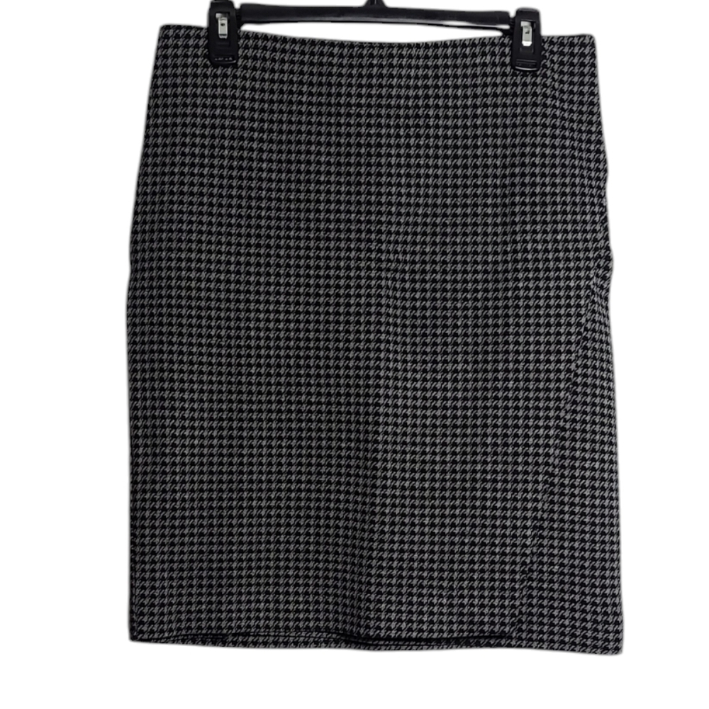 J. JILL Faux Wrap Ponte Knit Houndstooth Short Pencil Skirt Size Small